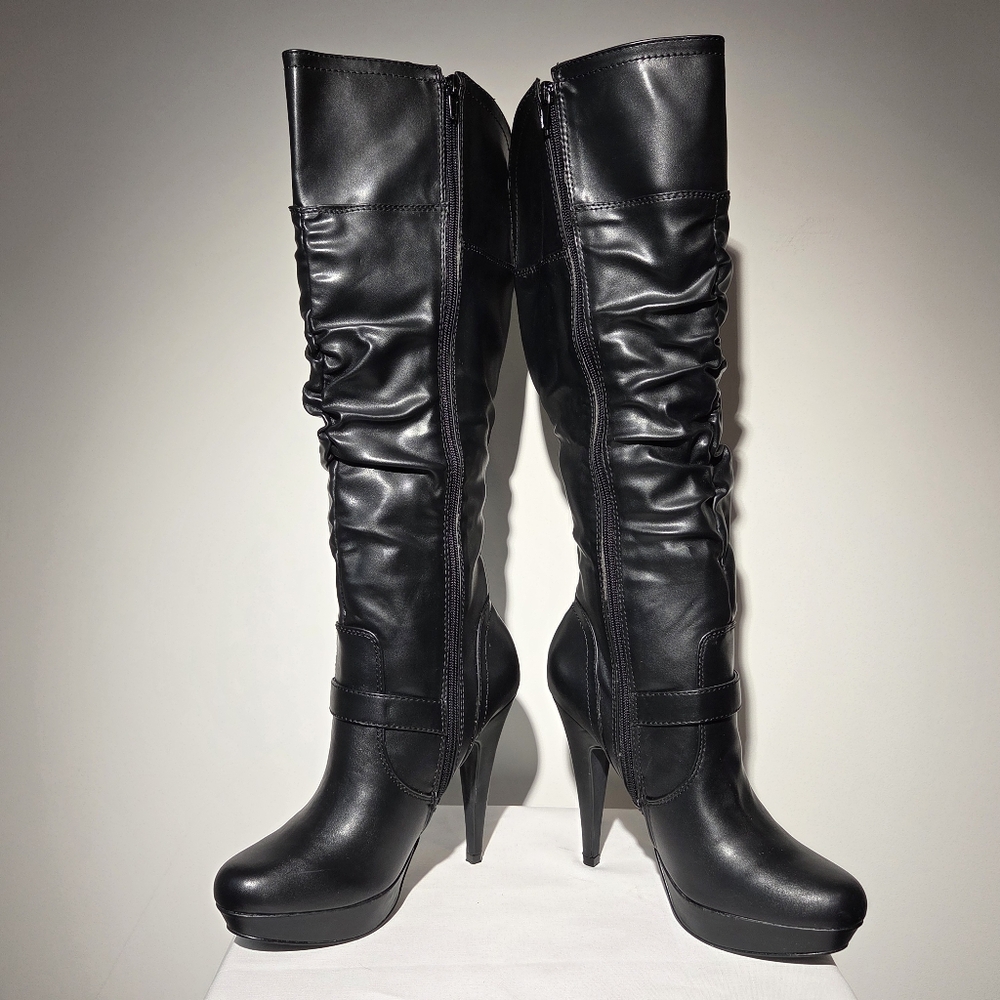 Elegant Guess Black Knee-High Boots